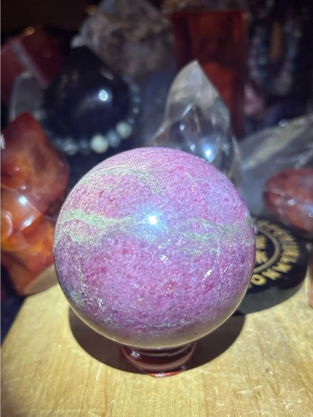 Pink Rhodonite Crystal Sphere
